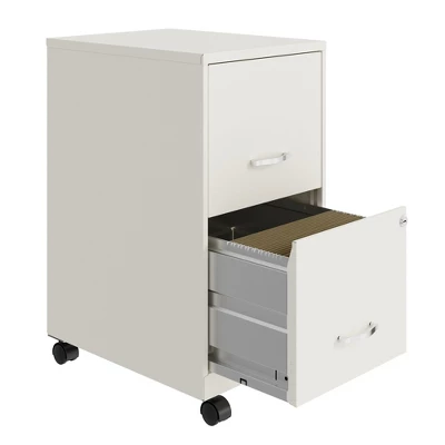 Space Solutions 18 Inch Wide Metal Mobile Organizer File Cabinet For Office Supplies And Hanging File Folders With 2 File Drawers, Pearl White 3 Space Solutions 18 Inch Wide Metal Mobile Organizer File Cabinet For Office Supplies And Hanging File Folders With 2 File Drawers, Pearl White - Image 3