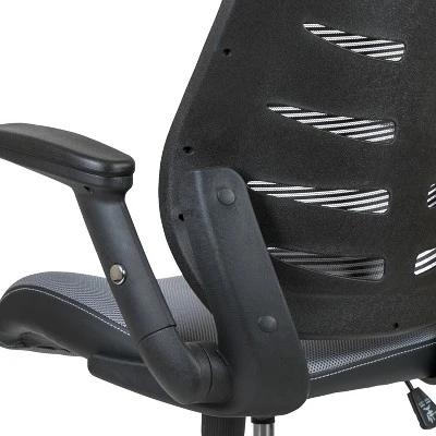 Flash Furniture High Back Mesh Spine-Back Ergonomic Drafting Chair With Adjustable Foot Ring And Adjustable Flip-Up Arms 7 Flash Furniture High Back Mesh Spine-Back Ergonomic Drafting Chair With Adjustable Foot Ring And Adjustable Flip-Up Arms - Image 7