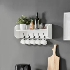 25" X 9" Entryway Floating Utility Wall Shelf With Hooks White - Danya B. 17 25" X 9" Entryway Floating Utility Wall Shelf With Hooks White - Danya B. -WorkHaven Sales Shop GUEST 4456d5f7 398d 45d4 9d3a c4200cc96fa6