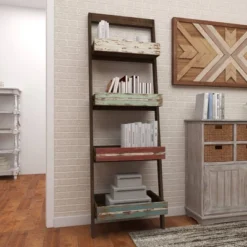 70" Wood 4 Shelf Leaning Shelf Book Shelf Brown - Olivia & May 35 70" Wood 4 Shelf Leaning Shelf Book Shelf Brown - Olivia & May -WorkHaven Sales Shop GUEST 448c7e89 bd19 4986 8d28 573c46c6cef9