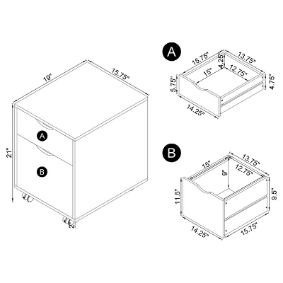 Noorvik 7 Drawer Writing Desk Set With 2 File Cabinets Dark Oak - Coaster 9 Noorvik 7 Drawer Writing Desk Set With 2 File Cabinets Dark Oak - Coaster - Image 9