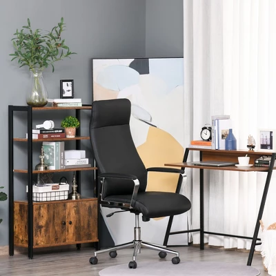 Vinsetto High Back Executive Office Chair Faux Leather Swivel Computer Desk Chair With Padded Arm, Adjustable Height, Wheels Black 1 Vinsetto High Back Executive Office Chair Faux Leather Swivel Computer Desk Chair With Padded Arm, Adjustable Height, Wheels Black