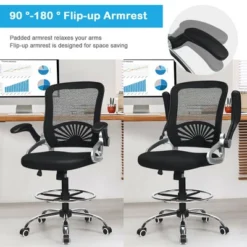 Costway Mesh Drafting Chair Mid Back Office Chair Adjustable Height Flip-Up Arm Black 14 Costway Mesh Drafting Chair Mid Back Office Chair Adjustable Height Flip-Up Arm Black -WorkHaven Sales Shop GUEST 471629bb 1a73 49d8 86c7 2dab866ad423