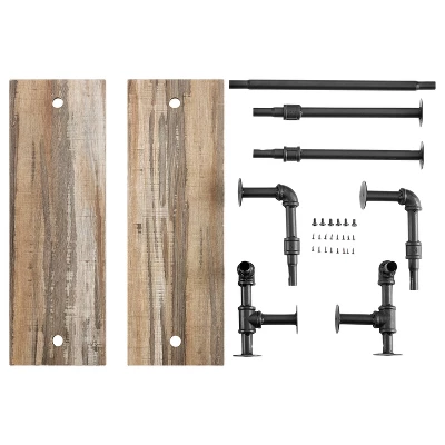 2-Tier Olivia Pipe Wall Shelf Unit With Hanging Rod Black/Rustic - Danya B. 6 2-Tier Olivia Pipe Wall Shelf Unit With Hanging Rod Black/Rustic - Danya B. - Image 6