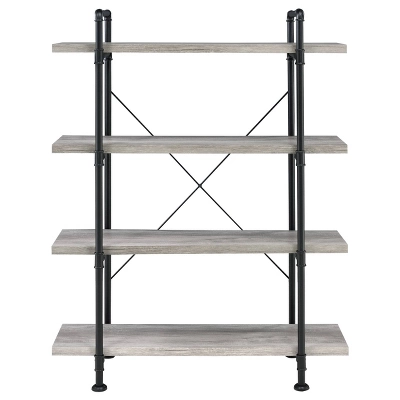 55.75" Delray 4 Shelf Bookcase Gray Driftwood - Coaster 2 55.75" Delray 4 Shelf Bookcase Gray Driftwood - Coaster - Image 2