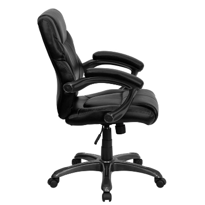 Overstuffed Swivel Task Chair Black Leather - Flash Furniture 1 Overstuffed Swivel Task Chair Black Leather - Flash Furniture