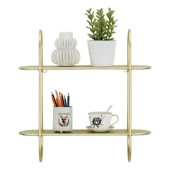 20" 2 Tier Warm Metal Hanging Bracket Wall Mounted Shelf Gold - Danya B. 16 20" 2 Tier Warm Metal Hanging Bracket Wall Mounted Shelf Gold - Danya B. -WorkHaven Sales Shop GUEST 48b84b75 5da6 46c0 a278 626c6a9699ec