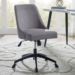 Kinsley Swivel Upholstered Desk Chair Gray - Steve Silver Co.