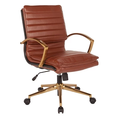 Mid Back Faux Leather Chair With Gold Finish - OSP Home Furnishings 9 Mid Back Faux Leather Chair With Gold Finish - OSP Home Furnishings - Image 9
