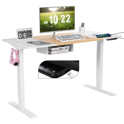 55''x28'' Electric Standing Desk Adjustable Sit To Stand Table W/USB Port WhiteNatural 11 55''x28'' Electric Standing Desk Adjustable Sit To Stand Table W/USB Port WhiteNatural - Image 11