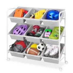 Whitmor Kids' 9 Bin Rolling Organizer White