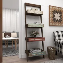 70" Wood 4 Shelf Leaning Shelf Book Shelf Brown - Olivia & May 34 70" Wood 4 Shelf Leaning Shelf Book Shelf Brown - Olivia & May -WorkHaven Sales Shop GUEST 4b2592e5 93c6 4ecf 97da 2f150e05387c