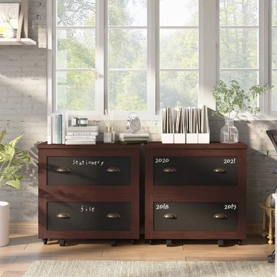 Garon Rustic 2 Drawer Filing Cabinet Walnut- MiBasics 2 Garon Rustic 2 Drawer Filing Cabinet Walnut- MiBasics - Image 2