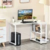 HOMCOM L-Shaped Computer Desk Home Office Corner Desk Study Workstation Table With With Wide Desktop, 2 Side Shelves, Steel Frame