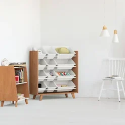 Morgan Mid-Century 12 Bin Toy Storage Wood/White - Humble Crew -WorkHaven Sales Shop GUEST 4d489fb7 9b32 4e3d 9ccd e0aa28d6647f