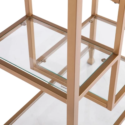68" Jamel Metal Glass Asymmetrical Etagere Bookcase Gold - Aiden Lane 6 68" Jamel Metal Glass Asymmetrical Etagere Bookcase Gold - Aiden Lane - Image 6