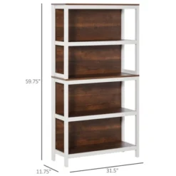 HOMCOM 4 Tier Bookshelf Utility Storage Shelf Organizer With Back Support -WorkHaven Sales Shop GUEST 4d73cf41 81e3 46d2 a25a d1a4b7fbfd06