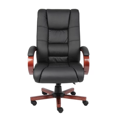 High Back Executive Wood Finished Chairs Black/Brown - Boss Office Products 3 High Back Executive Wood Finished Chairs Black/Brown - Boss Office Products - Image 3