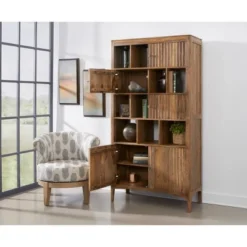 75" Nancy 5 Door Bookcase Natural Brown - Treasure Trove Accents -WorkHaven Sales Shop GUEST 4fbf44be dce6 43f7 8d24 16805f13349f