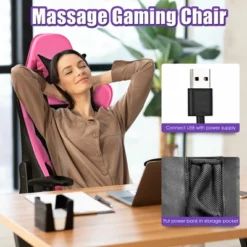 Costway Gaming Chair Massage Reclining Racing Office Computer Chair With Footrest Pink 13 Costway Gaming Chair Massage Reclining Racing Office Computer Chair With Footrest Pink -WorkHaven Sales Shop GUEST 5064cbc4 2275 41a5 99cb 54f38fa1449f