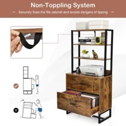 Costway 2 Drawer Vertical File Cabinet W/Lock & Bookshelf, Letter Size Filing Cabinet -WorkHaven Sales Shop GUEST 509acfaa 69ef 4a30 9d0e e31da2e95f65