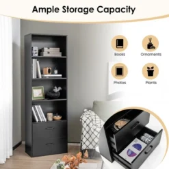 Costway 6-Tier Tall Bookshelf Freestanding Modern Bookcase Black Storage Cabinet White/Black 16 Costway 6-Tier Tall Bookshelf Freestanding Modern Bookcase Black Storage Cabinet White/Black -WorkHaven Sales Shop GUEST 511b1ab2 9bbb 4112 a3ae 305f603015a6