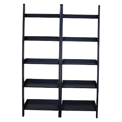Set Of 2 75.5" 5 Shelf Leaning Bookcases - International Concepts 8 Set Of 2 75.5" 5 Shelf Leaning Bookcases - International Concepts - Image 8