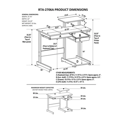 Complete Computer Workstation Desk Gray - Techni Mobili 6 Complete Computer Workstation Desk Gray - Techni Mobili - Image 6