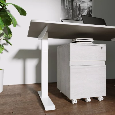 Rolling 2 Drawer Vertical File Cabinet With Lock And Storage Gray - Techni Mobili 1 Rolling 2 Drawer Vertical File Cabinet With Lock And Storage Gray - Techni Mobili