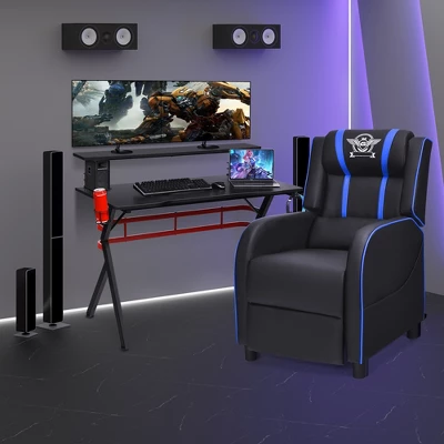 Costway Gaming Desk & Chair Set 48'' Computer Desk & Massage Recliner Chair Black + White/Blue/Pink/Red 1 Costway Gaming Desk & Chair Set 48'' Computer Desk & Massage Recliner Chair Black + White/Blue/Pink/Red