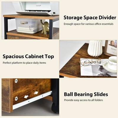 Costway Mobile File Cabinet 2 Drawer Printer Stand W/Open Shelf For Letter Size 8 Costway Mobile File Cabinet 2 Drawer Printer Stand W/Open Shelf For Letter Size - Image 8