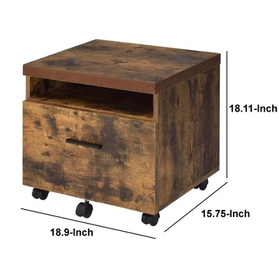 Wooden File Cabinet With Open Compartment And Drawer Brown/Black - Benzara 5 Wooden File Cabinet With Open Compartment And Drawer Brown/Black - Benzara - Image 5