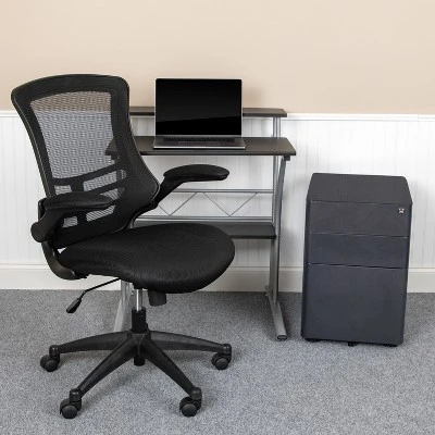 Flash Furniture Work From Home Kit - Black Computer Desk, Ergonomic Mesh Office Chair And Locking Mobile Filing Cabinet With Side Handles 1 Flash Furniture Work From Home Kit - Black Computer Desk, Ergonomic Mesh Office Chair And Locking Mobile Filing Cabinet With Side Handles