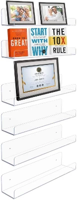 Sorbus Acrylic Wall Ledge Floating Shelf 5 Sorbus Acrylic Wall Ledge Floating Shelf - Image 5