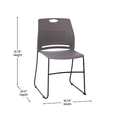 Emma And Oliver Heavy Duty 660 Lb. Capacity Ergonomic Polypropylene Stack Chair With Perforated Back And Steel Sled Base 6 Emma And Oliver Heavy Duty 660 Lb. Capacity Ergonomic Polypropylene Stack Chair With Perforated Back And Steel Sled Base - Image 6