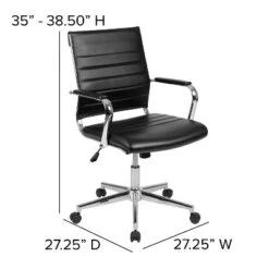 Emma And Oliver Mid-Back LeatherSoft Ribbed Executive Swivel Office Chair - Desk Chair -WorkHaven Sales Shop GUEST 558ce6f4 21a7 4404 905f 672510f3ee46