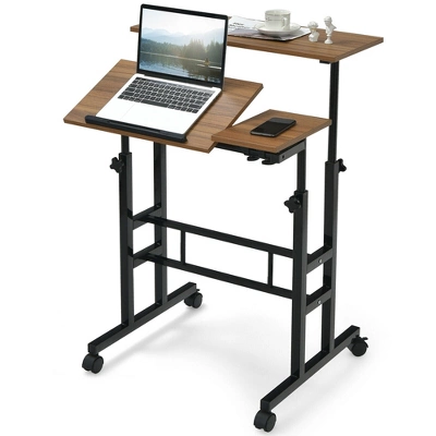 Costway Mobile Stand Up Desk Adjustable Computer Desk Tilting Workstation 10 Costway Mobile Stand Up Desk Adjustable Computer Desk Tilting Workstation - Image 10