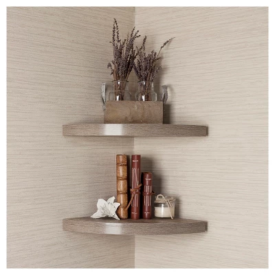 (Set Of 2) 11.5" X 1.5" Radial Floating Corner Shelves - Danya B. 1 (Set Of 2) 11.5" X 1.5" Radial Floating Corner Shelves - Danya B.