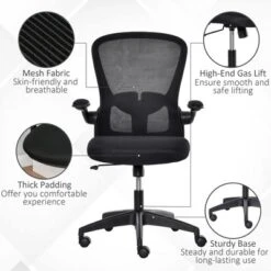 Vinsetto Mid-Back Mesh Home Office Chair, Ergonomic Computer Task Chair With Lumbar Back Support, Adjustable Height, And Flip-Up Arms, Black -WorkHaven Sales Shop GUEST 579e19f5 fb74 49f5 b405 c2f851482014