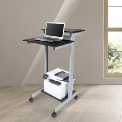 Stand Up Desk Store Rolling Adjustable Height Two Tier Standing Desk Computer Workstation