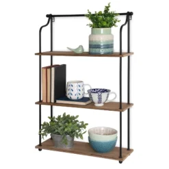 20" X 32" Walters Wood/Metal 3 Tier Shelving Brown - Kate & Laurel All Things Decor -WorkHaven Sales Shop GUEST 57f33bc0 903f 4b14 8b85 06c4bc50e92f