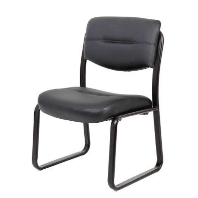 Armless Leather Sled Base Guest Chair Black - Boss Office Products 6 Armless Leather Sled Base Guest Chair Black - Boss Office Products - Image 6