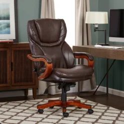 Big And Tall Executive Office Chair With Upgraded Wood Accents - Serta