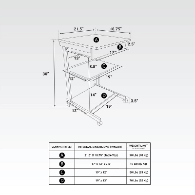 Rolling Laptop Cart With Storage Black - Techni Mobili 4 Rolling Laptop Cart With Storage Black - Techni Mobili - Image 4