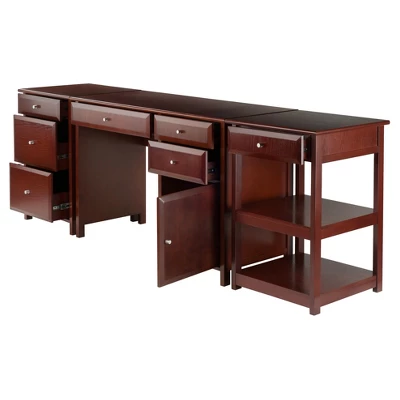 3pc Delta Set Home Office Group Walnut - Winsome 1 3pc Delta Set Home Office Group Walnut - Winsome