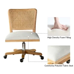 Crisolina Office Task Chair With Rattan Back Height-adjustable Computer Desk Chair Swivel | Karat Home-Linen 12 Crisolina Office Task Chair With Rattan Back Height-adjustable Computer Desk Chair Swivel | Karat Home-Linen -WorkHaven Sales Shop GUEST 58d132ca 9f4a 4cd6 ab08 05aa9bcc0097