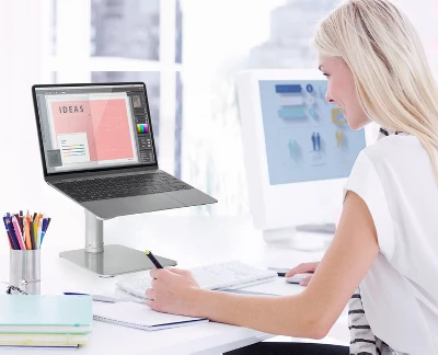 Mount-It! Height Adjustable Laptop Stand For Desk | Properly Positions Head, Neck, Back & Wrists To Reduce Aches While Working | No Assembly Required 1 Mount-It! Height Adjustable Laptop Stand For Desk | Properly Positions Head, Neck, Back & Wrists To Reduce Aches While Working | No Assembly Required