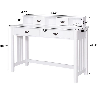 Costway Writing Desk Mission White Home Office Computer Desk 4 Drawer 1 Costway Writing Desk Mission White Home Office Computer Desk 4 Drawer