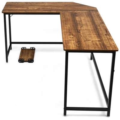 Costway L-Shaped Computer Desk Corner Workstation Study Gaming Table Home Office 7 Costway L-Shaped Computer Desk Corner Workstation Study Gaming Table Home Office - Image 7