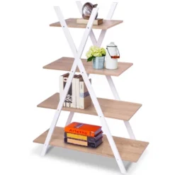 Costway 4-Tier Bookshelf Storage Display Shelves Bookcase Ladder X-Shape 9 Costway 4-Tier Bookshelf Storage Display Shelves Bookcase Ladder X-Shape -WorkHaven Sales Shop GUEST 5d410946 5e78 4fc8 99b1 49bdf8079252